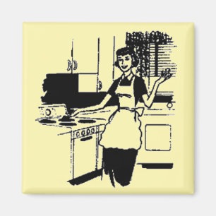 Retro-Hausfrau der 50er Jahre in der Küche Magnet
