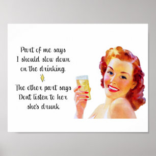 Retro Hausfrau Funny Zitat Drink Poster