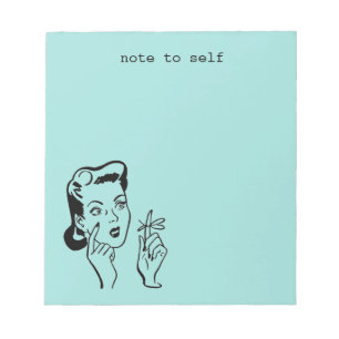 Retro-Hausfrau Hinweis zur sich selbst Vintagen Aq Notizblock