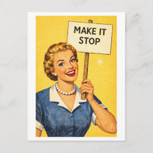 Retro-Hausfrau im Stil der 1950er "Macht es halt" Postkarte