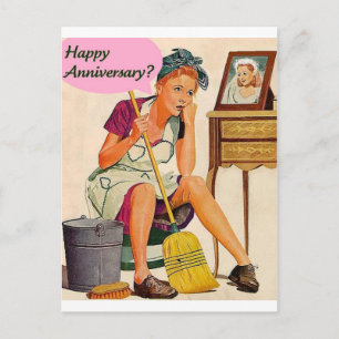 Retro-Hausfrau-Jubiläum Postkarte