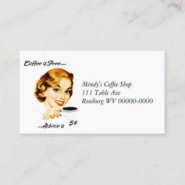 Retro Hausfrau Kaffee und Ratschläge Hinweiskarte (Vorderseite)