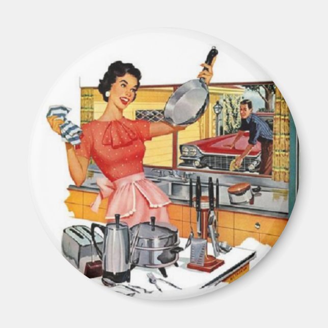 Retro Hausfrau Magnet (Vorne)