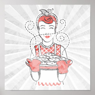 Retro-Hausfrau Poster