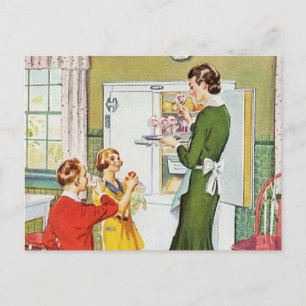 Retro Hausfrau Postkarte