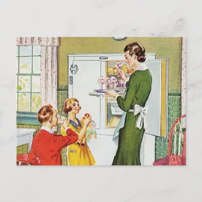 Retro Hausfrau Postkarte (Vorderseite)