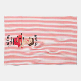 Retro Hausfrau Rock Out mit Crock Out Geschirrtuch