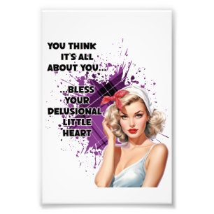 Retro Hausfrau Spaß Blonde Button-up Girl Fotodruck