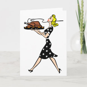 RETRO-HAUSFRAU-THANKSGIVING-KARTEN KARTE