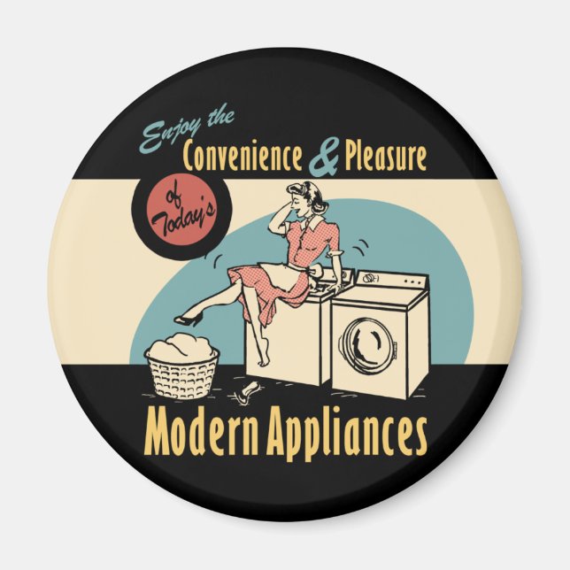Retro Hausfrau Washer Dryer Magnet (Vorne)