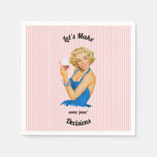 Retro Hausfrau Wein Rosa Streifen Serviette