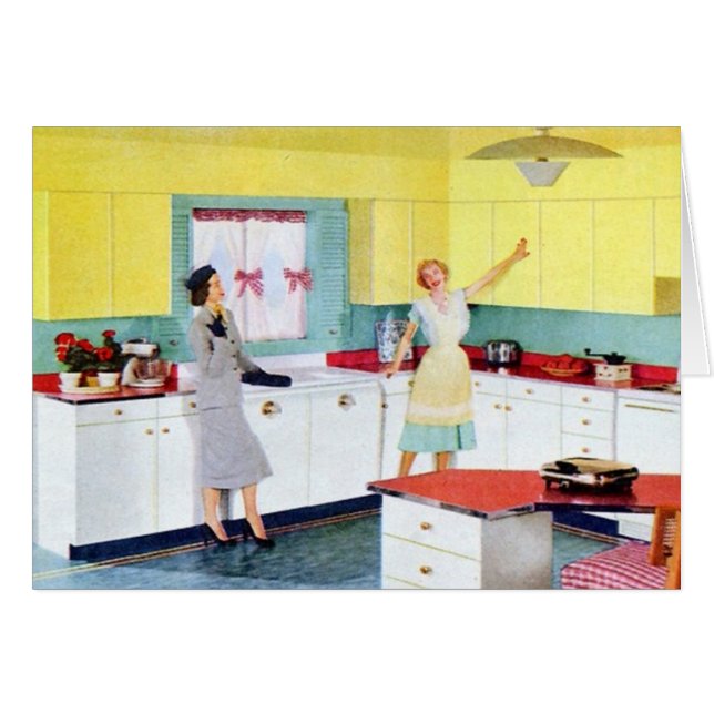 Retro Hausfrauen in Küche (Vorderseite (Horizontal))