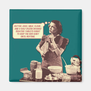 Retro-Hausfrauen-Magnet - Schlafenszeit-Torte-Reze Magnet
