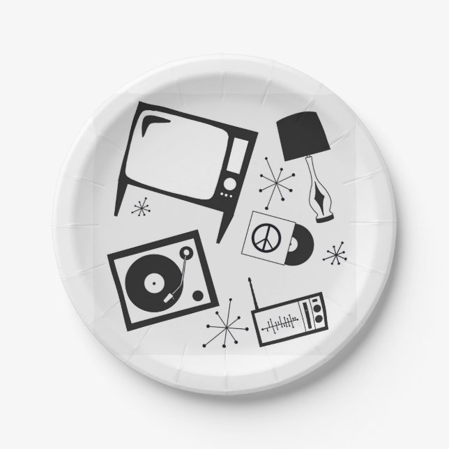 Retro, Haushaltsdesigns Pappteller (Vorderseite)