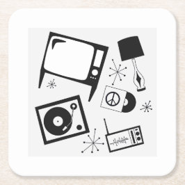 Retro, Haushaltsdesigns Rechteckiger Pappuntersetzer