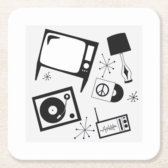 Retro, Haushaltsdesigns Rechteckiger Pappuntersetzer (Vorderseite)