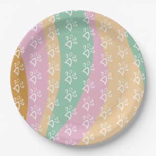 Retro-Haustier-Pfotenabdruck-Marmor Groovy Pappteller