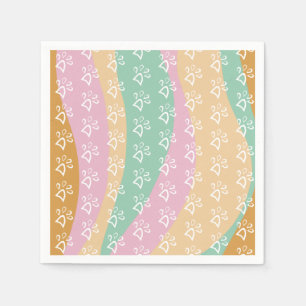 Retro Haustier Pfotenabdruck Marmor Groovy   Serviette