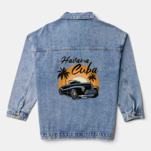 Retro Havana Kuba Vintag Sunset Caribbean Cuban S Jeansjacke