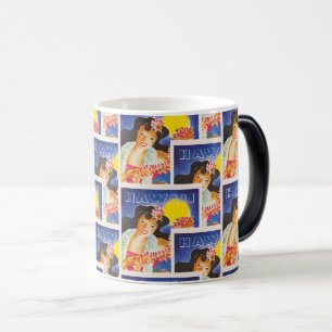 Retro-Hawaii-Blumenmädchen-Kunst Verwandlungstasse
