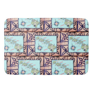 Retro Hawaii Map Badematte