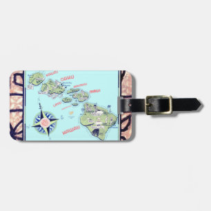 Retro Hawaii Map Gepäckanhänger