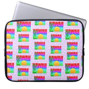 Retro Hawaii Sunset Beach Lila Hibiskus Laptopschutzhülle