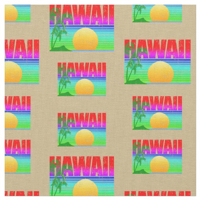 Retro Hawaii Sunset Beach Stoff (Nahaufnahme)