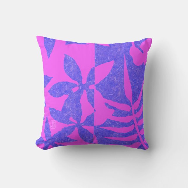 Retro Hawaiian Blume Throw Kissen (Vorderseite)