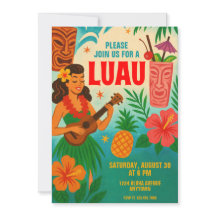 Retro Hawaiian Luau Party Einladung