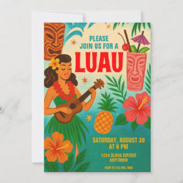 Retro Hawaiian Luau Party Einladung