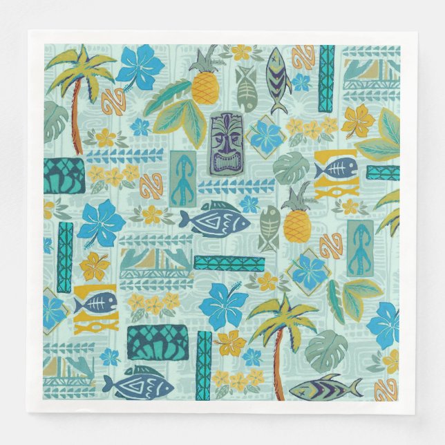 Retro Hawaiian Tiki Tropix Serviette (Vorderseite)