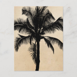 Retro Hawaiian Tropical Palm Tree Silhouette Black Postkarte
