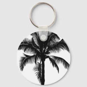 Retro Hawaiian Tropical Palm Tree Silhouette Black Schlüsselanhänger
