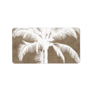 Retro Hawaiian Tropical Palm Tree Silhouette White Adressaufkleber