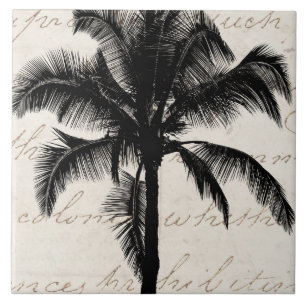 Retro Hawaiianische Tropische Palmenbaum-Silhouett Fliese