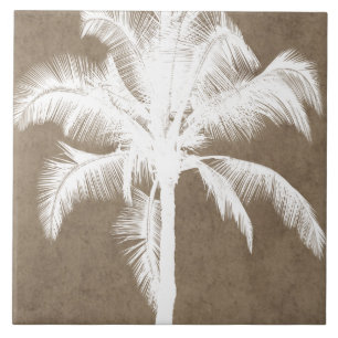 Retro hawaiianische tropische Palmenbaum-Silhouett Fliese