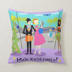 Retro Hawaiianischer Weihnachtsbaum Kissen