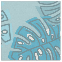 Retro hawaiische Monstera Blatt-Sommer-Blues Stoff