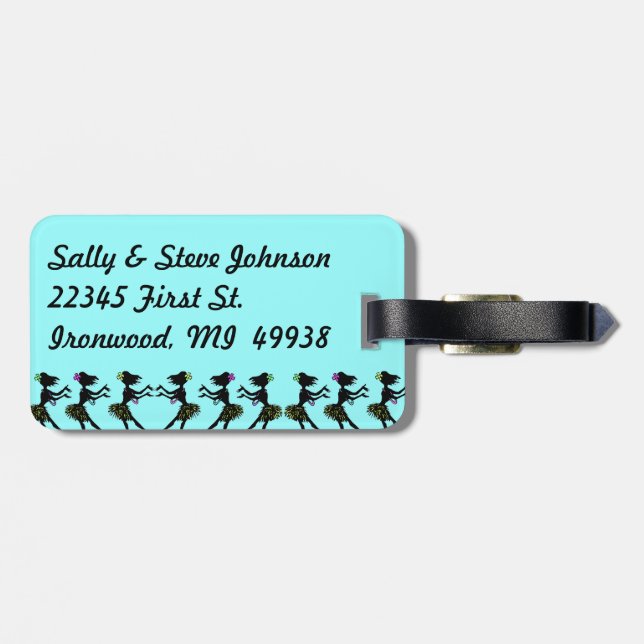 Retro hawaiischer Hula Tanz-Gepäck-Taschen-Umbau Gepäckanhänger (Rückseite horizontal)