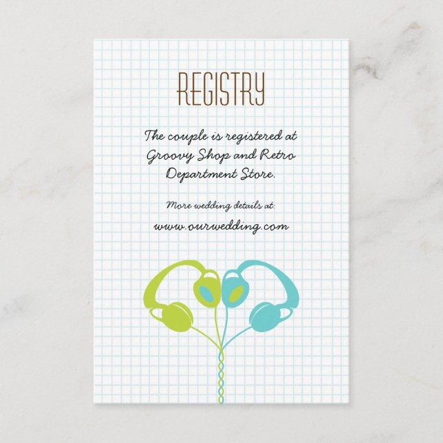 Retro Headphones Heart Music Wedding Red and Black Begleitkarte (Vorderseite)