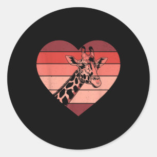 Retro Heart Giraffe Vintag Valentine Frauen Männer Runder Aufkleber