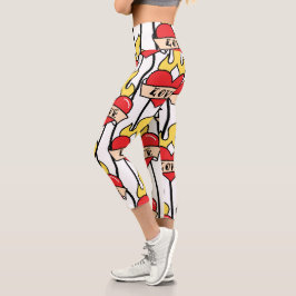 Retro Heart Tattoo Capri Leggings