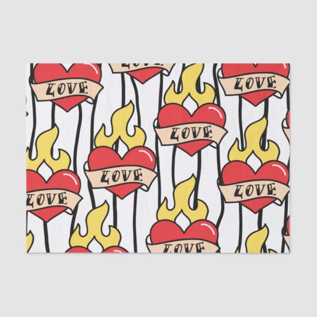 Retro Heart Tattoo Seidenpapier (Vorderseite)