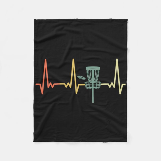 Retro Heartbeat Disc Golf  Fleecedecke (Vorderseite)