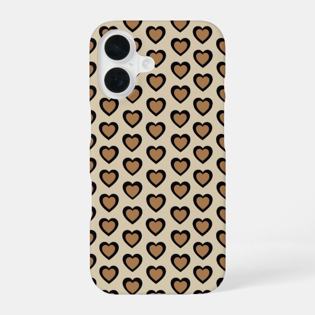 Retro Hearts Leopard iPhone 16 Hülle (Rückseite)