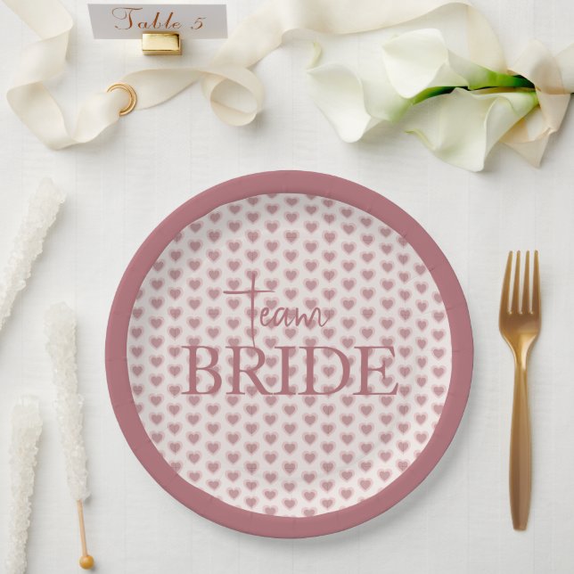 Retro Hearts Pink Burgundy Y2K Style Pappteller (Hochzeit)
