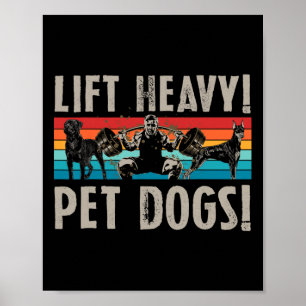 Retro-Heben schwerer Haustiere Hunde Bodybuilding Poster