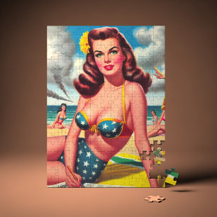 Retro heiße Vintage-Strand-Pin-up Puzzle