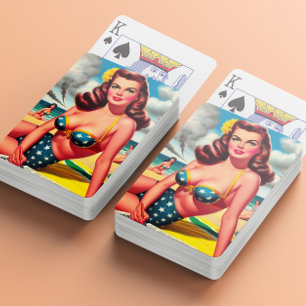 Retro heiße Vintage-Strand Pin-up Spielkarten